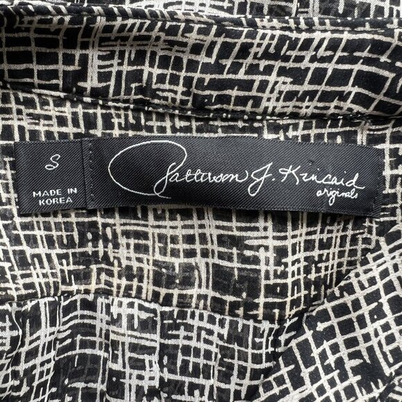 Patterson J. Kincaid  Black Mod Semi Sheer Blouse Size Small Retro Geometric Top - Picture 7 of 9